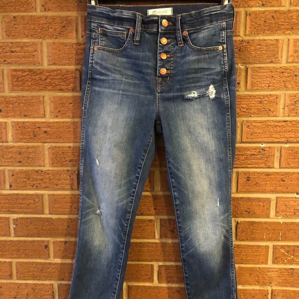 Madewell 10" High Rise Skinny destroyed jeans